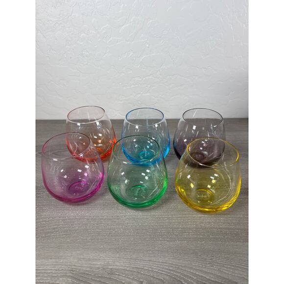 JoyJolt Hue Vibrant Colored Stemless Wine Glasses 15 oz Set of 6 Multicolor - Picture 1 of 5